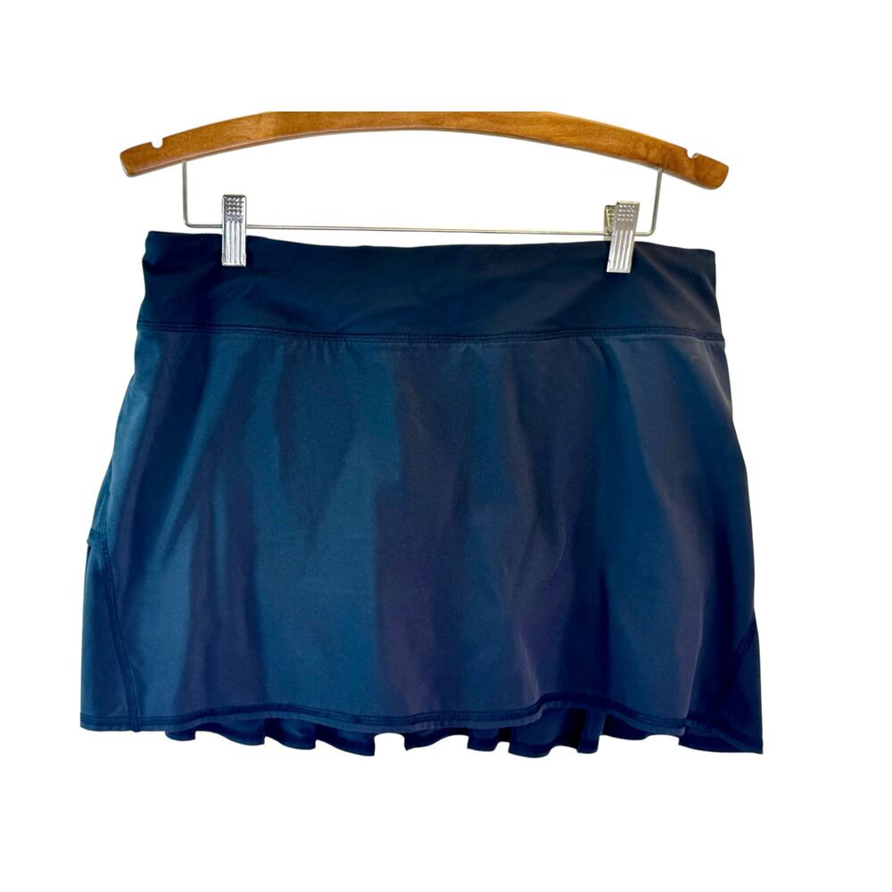 Lululemon Pace Setter Skirt Skort Women Black Ruffle Size 10 Reg EUC Athletica